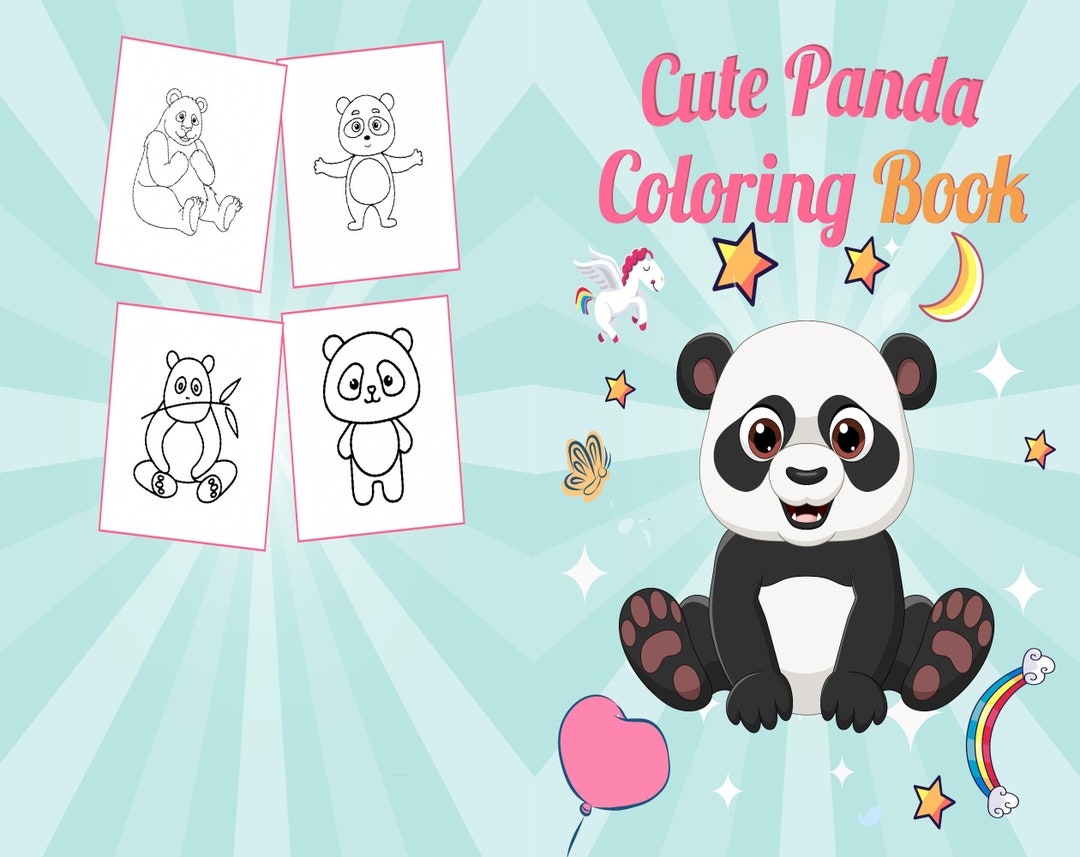 Cute Panda Coloring Book for Kids, 8,5x11 Printable PDF File Kids Cute ...