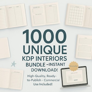 1000 Unique Amazon KDP interiors Bundle, Low Content Books Notebook, Activity Books Blank Journal, Coloring books, Covers, Commercial use