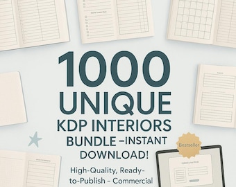 1000 Unique Amazon KDP interiors Bundle, Low Content Books Notebook, Activity Books Blank Journal, Coloring books, Covers, Commercial use