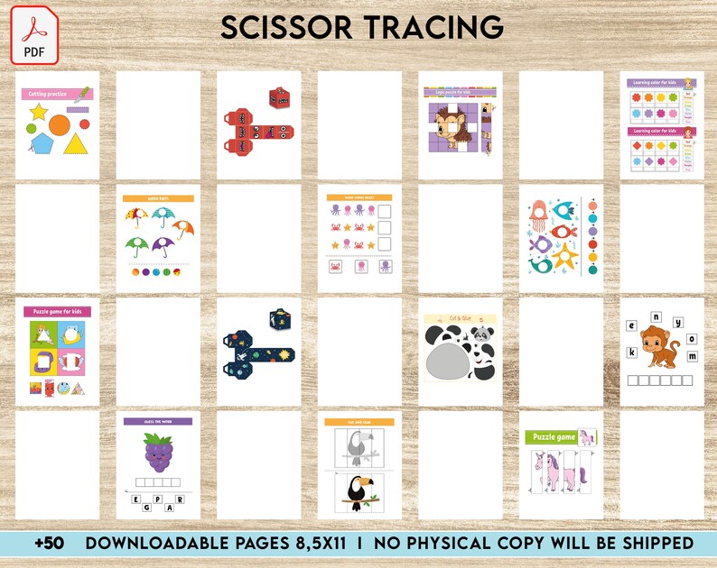 Scissor Skills Tracing Activity Book PDF File 8.5x11 Inch for Kids Aged ...