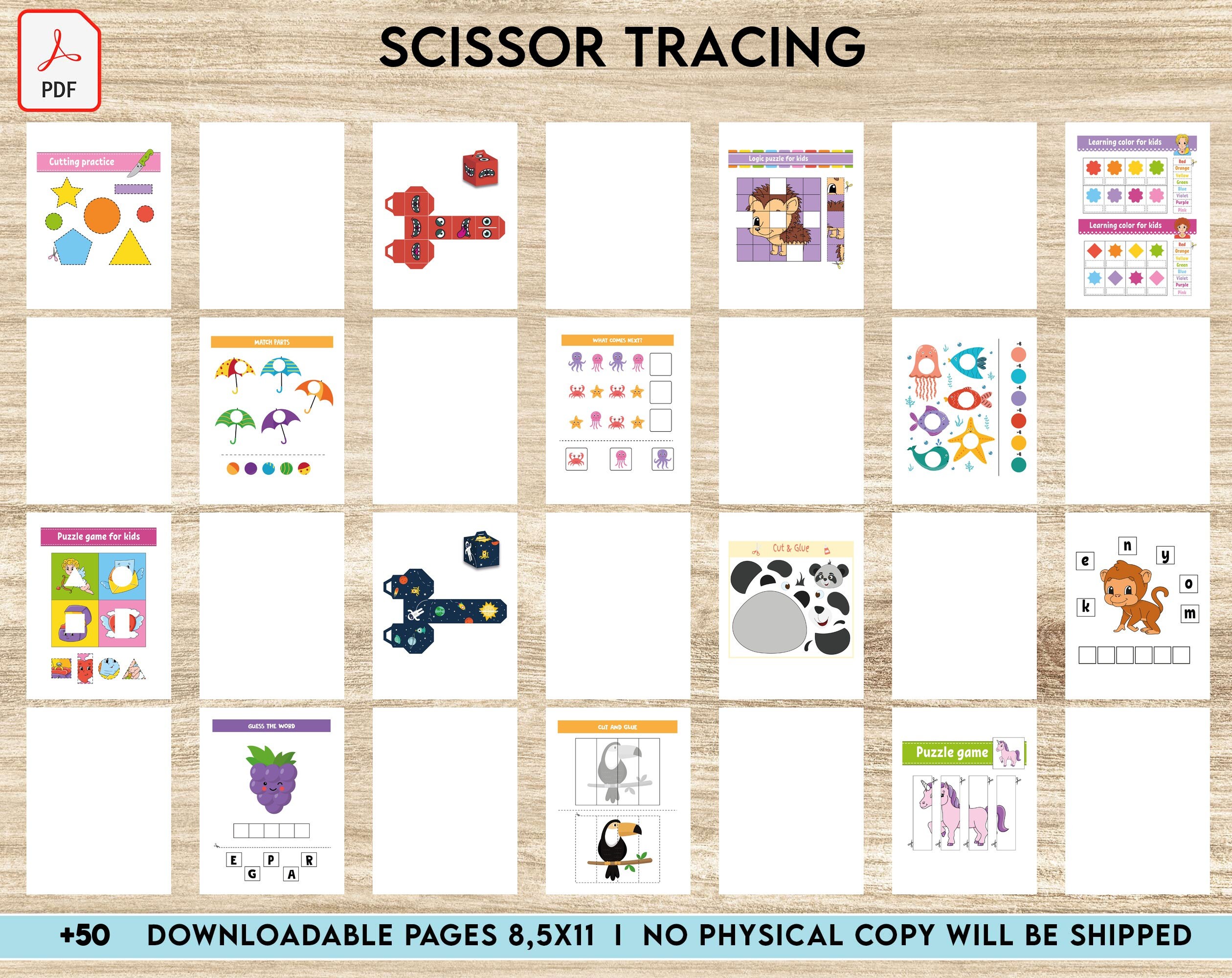 Scissor Skills Tracing Activity Book PDF File 8.5x11 Inch for Kids Aged ...