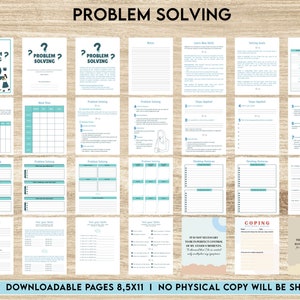 Problem Solving, decision making, therapy journal, anxiety journal Editable Canva Templates 8,5x11 inch