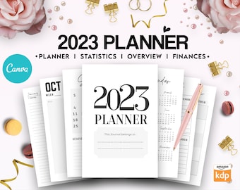 Canva 2023 Planner 37 Templates, Printable & Editable with Canva KDP Planner also used as interiors 2023 calender Bundle COMMERCIAL, PDF