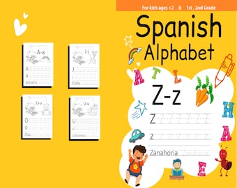 Spanish Alphabet Activity book PDF File 8.5x11 inch For Kids aged 2-4 4-8,  KDP interior Ready To Upload COMMERCIAL Use