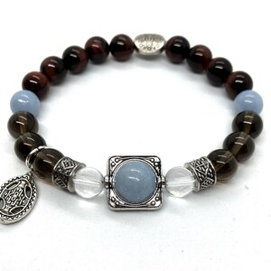 Archangel Ariel~Oversees the Environment, Connection to the Elementals, Healing~Smokey Quartz, Angelite, Red Tiger's Eye, Quartz Crystal