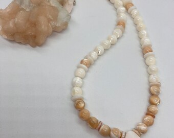 17"~ 8mm Mother of Pearl Reiki Charged Necklace with Toggle Clasp