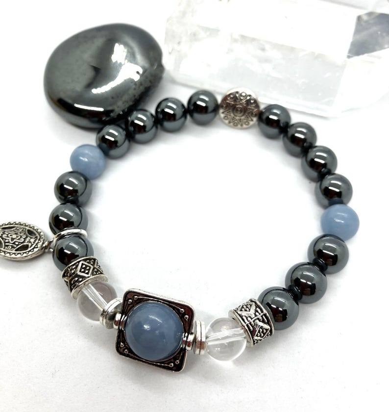 Archangel Metatron~ Transformation, Ascension, Spiritual Understanding~Hematite, Angelite, Clear Quartz~Reiki Charged, Assorted Charms image 3