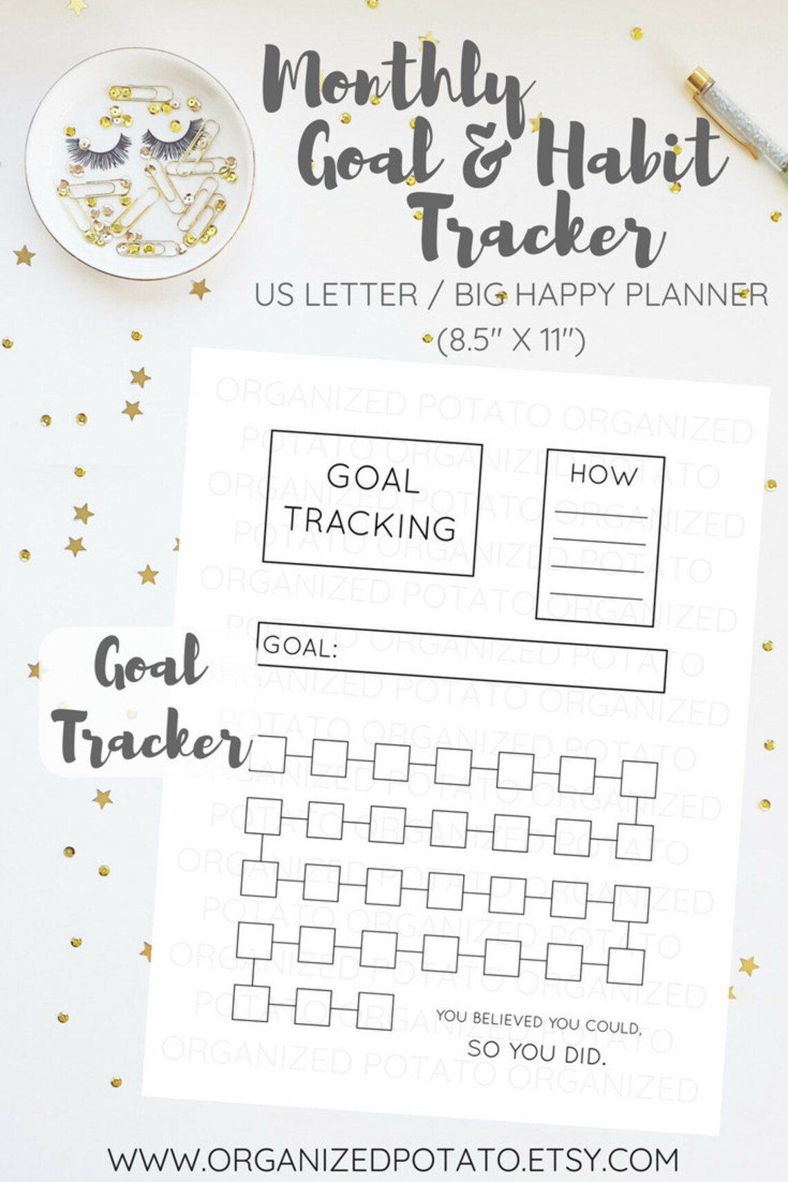 Monthly Habit and Goal Tracker Bullet Journal Inspired Etsy UK