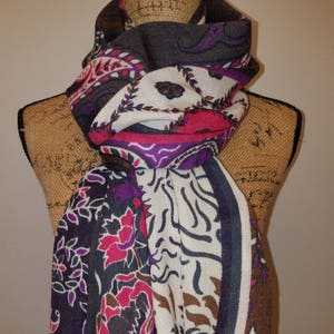 Travelsmith wool floral fun light weight multi-color scarf or shawl