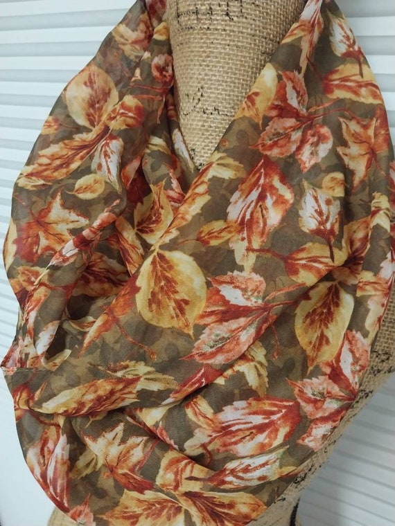 Vintage fall leaves infinity scarf - image 2