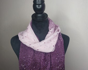 Vintage two tone purple scarf with polka dots