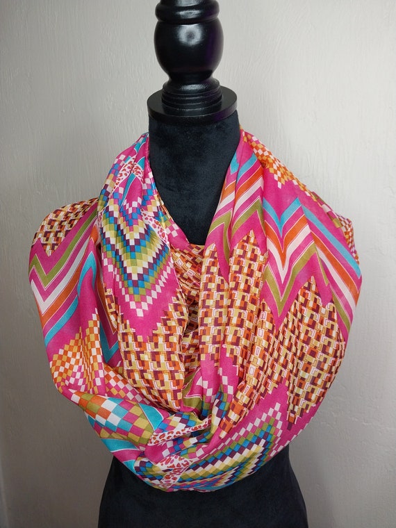 Bright Aztec large infinity scarf - image 2