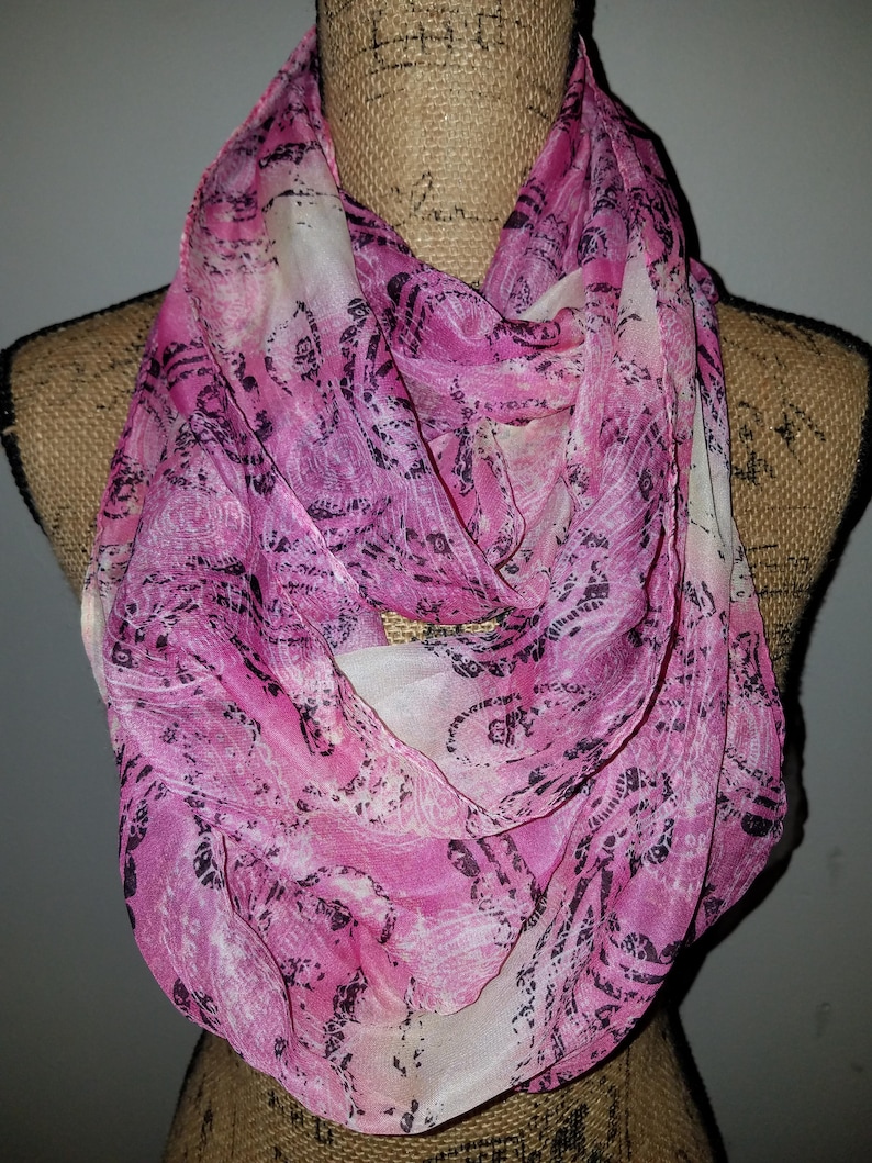 Pink sheer infinity scarf or head wrap image 1