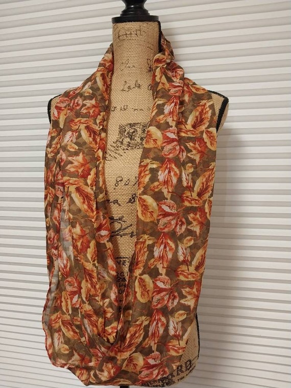 Vintage fall leaves infinity scarf - image 3