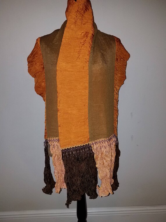 J.Jill orange and brown beaded shawl scarf