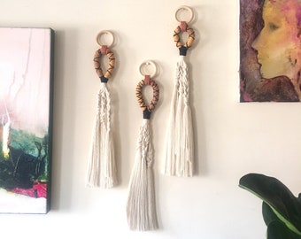 Decorative Large Wall Tassel, Bohemian Wall Decor, Large Macrame Wrapped Tassel Wall Hanging