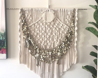 Large Modern Macrame Wall Hanging, Bohemian Decoration, Woven Wall Hanging , Repurposed Art, One of a Kind, Handmade Fibre Art