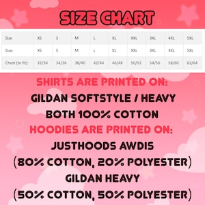 Puede incluir: Tabla de tallas para camisetas y sudaderas. Las camisetas se imprimen en Gildan Softstyle/Heavy 100% algod&oacute;n. Las sudaderas se imprimen en Just Hoods Awdis 80% algod&oacute;n, 20% poli&eacute;ster o Gildan Heavy 50% algod&oacute;n, 50% poli&eacute;ster.