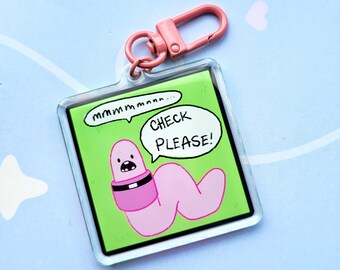 Shelby the Worm, Adventure Time, Kids Cartoon Gift, Acrylic Charm Keychain for Bags, Keys and Accessories