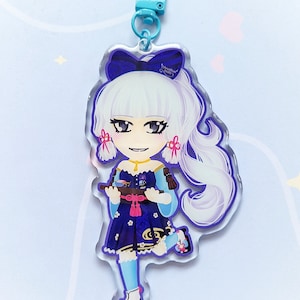 Ayaka Kamisato Cryo Chibi Maid, Genshin Impact, Video and Mobile Gaming, Cute Acrylic Charm Keychain for Bags, Keys and Accessories image 1