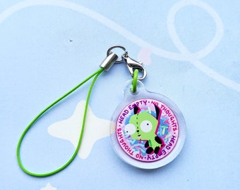 Invader Zim Gir Dog, Small Acrylic Phone Charm, Scene and Emo Nostalgia Cartoon Aesthetic for Bags, Keys, Accessories