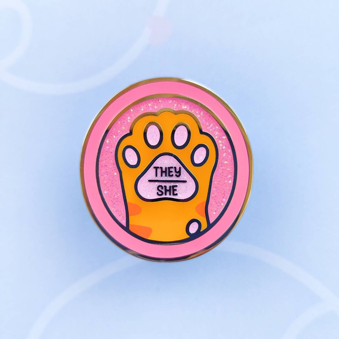 They She Pronoun Cat Paw Enamel Pin Canada