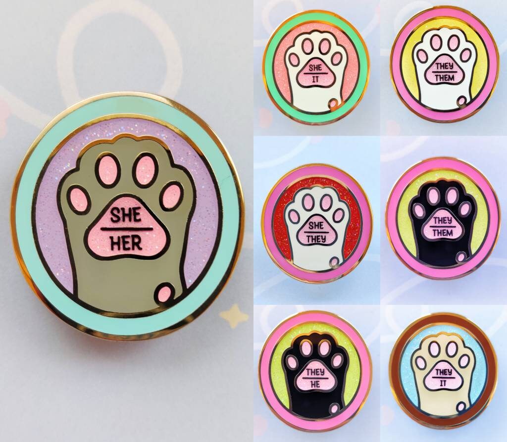 It Its Pronoun Cat Paw Enamel Pin - Etsy