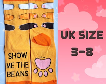 Cute Cat Beans Funny Furry Orange Socks for Accessories and Gifts