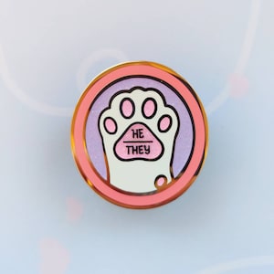 He They Pronoun Cat Paw Enamel Pin