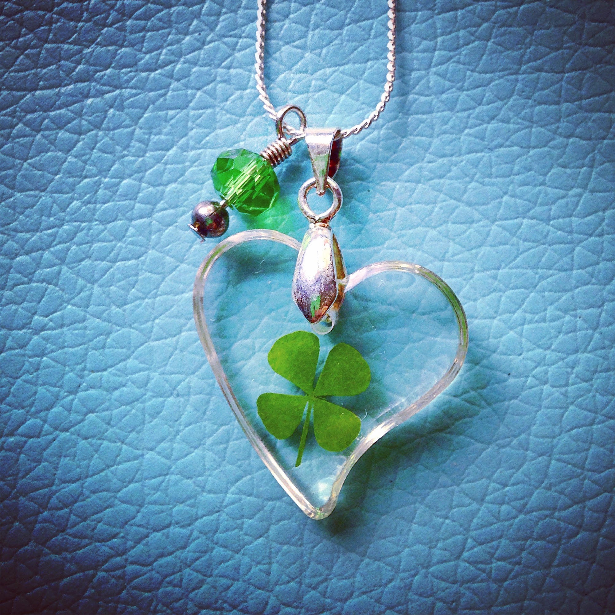 Four Leaf Clover Necklace Green Irish Good Luck Charm  Etsy