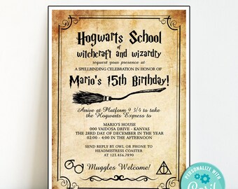 Harry Potter Invites Etsy