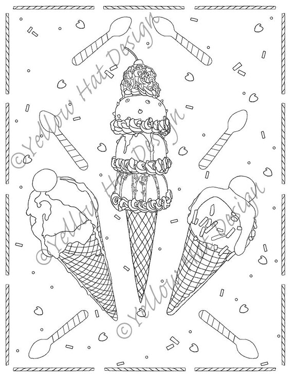 Cupcake Coloring Page Three Page Dessert Coloring Bundle Three Pages Adult Coloring Page Candy Coloring Page Ice Cream Coloring Page Drawing Illustration Art Collectibles Kromasol Com