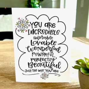 "Dieses süße, handbeschriftete Zitat ""You are unglaublich ..."" ist so süß und inspirierend!"  eine 13x18 Karte zum ausdrucken und eine 8x10 zum einrahmen.