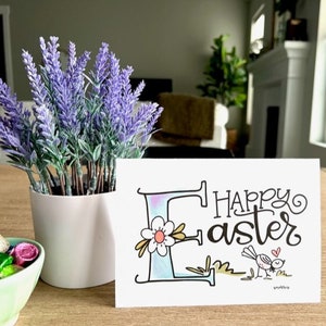 Darling Frohe Ostern Grußkarte & Tags. Einfach herunterladen und ausdrucken. Wunderschön von Hand beschriftet und gekritzelt - perfekter Schliff.