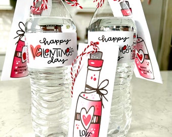 Valentine’s Day water bottle labels & Love potion packet Download. Such a cute party favor or Valentine gift!