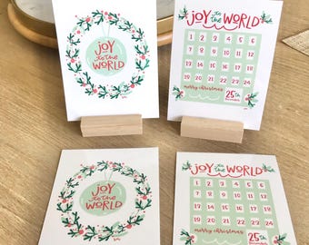 Christmas Countdown calendar printable- Joy to the World! Festive and fun digital download.
