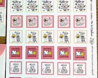 These darling Doodle Stamps -digital download- will make your Happy Mail so cute!  A full sheet printable of  7 fun designs!