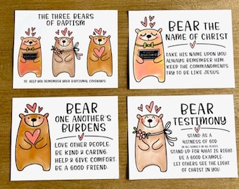 Baptism Bears Printable: LDS Baptism Talk, Covenants Reminder (Digital Download)