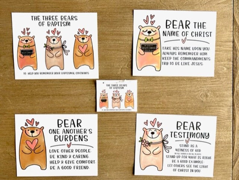 The Cutest Three Baptism Bears Printable for LDS Baptism Talk - Perfect ...