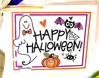 Printable Happy Halloween Tags - so cute & fun! Tags to print and tie on treat bags for your favorite people!