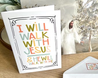 Youth theme 2026 Walk with Jesus LDS Baptism Card