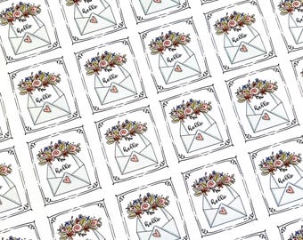 These "Sweet little hello" envelope design for printable sticker stamps are the cutest! And will be sure to brighten up someone's day!