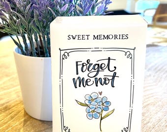 Forget me not printable flower seed packet for funerals & memorials.