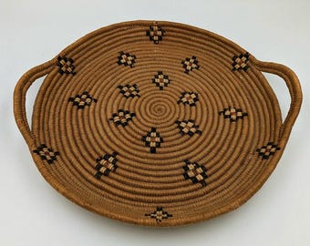 Antique Salish Imbricated Basket Tray - Indigenous Art (16 inch)
