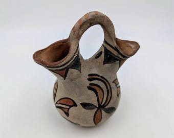 Historic Santo Domingo (Kewa) Pueblo Polychrome Pottery Wedding Vase