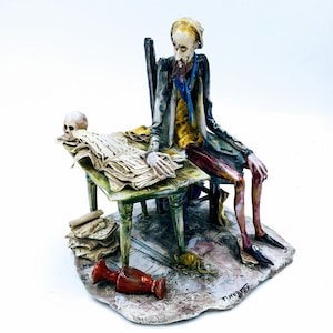 T. Moretto Lo Scricciolo Sculpture of Professor With Skull