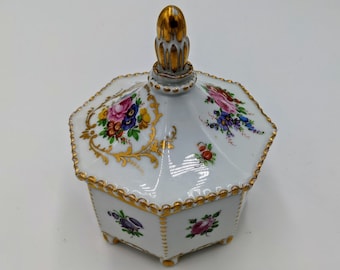 Antique German Porcelain Dresser Box Fraureuth Saxon
