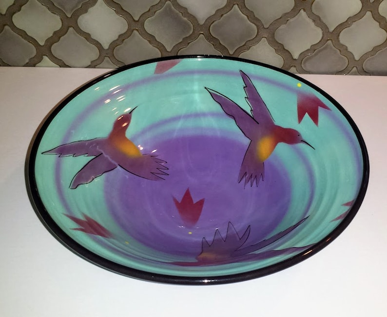 Hummingbird Art Bowl by Natalie Warrens
