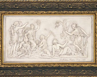 Antique 1859 Barbedienne Fondeur Relief Plaque, Diana and Her Nymphs Framed French Art