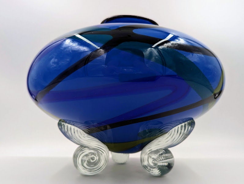 Ioan Nemtoi ruffled Contemporary Art Glass Signed Vase